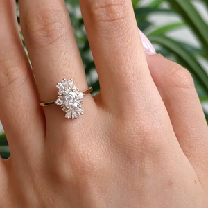 Anillo de compromiso de plata de ley Art Deco Diamond Halo para mujer, aniversario de boda, joyería nupcial, banda de boda de diamante de laboratorio - Product Image 3