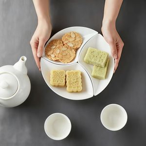 Juego de bandejas de cerámica de estilo chino con diseño floral, plato multifuncional para aperitivos, frutas secas, uso doméstico - Product Image 2