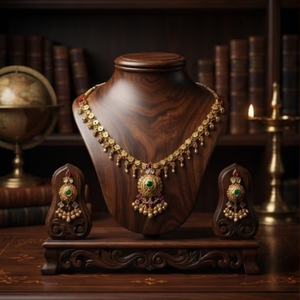 Conjunto de Collar y Aretes de Moda Chapados en Oro con Diseño Floral de Perlas de Agua Dulce, Joyería de Boda para Mujer - Product Image 6