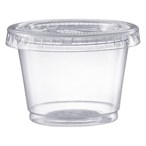 Gobelets à sauce jetables 1, 2, 4, 5,5 oz, gobelets à sauce individuels, gobelets à soufflé en plastique, contenants à sauce pour salade, vinaigrette, avec couvercles - Product Image 2