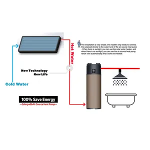 JIADELE Air To Water Heat Pump R134A Connected 150L PV Tankless Pressurized Solar System Integrated Water Heater Boiler