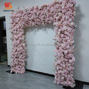 Arche florale en fer lisse pour mariage, décoration de fête, arche de mariage en soie rose artificielle pour photographie - Product Image 2