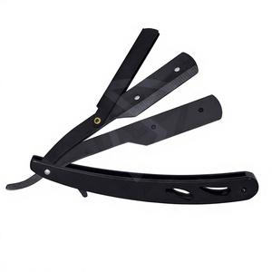 RTS Men Antique Black Folding Stainless Steel Straight <b>Razor</b> & Shaving Knife <b>Single</b> <b>Blade</b> Model R605 - Product Image 3