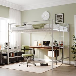 <span class=keywords><strong>Letto</strong></span> a <span class=keywords><strong>Soppalco</strong></span> con Scale Piatte per Bambini e Adulti, <span class=keywords><strong>Letto</strong></span> <span class=keywords><strong>Singolo</strong></span> Salvaspazio in Metallo, Non Richiede Box Spring, Grigio - Product Image 2