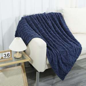 Solid Lightweight <b>Throw</b> Blanket <b>for</b> <b>Couch</b>, Fuzzy Soft Blankets with Decorative Jacquard Pattern, Warm and Fluffy,All Seasons - Product Image 2