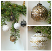 Ensemble de boules de Noël vintage de style américain AYOYO Luxury 8 cm, or, blanc, noir, décorations de Noël, Navidad