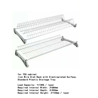 Rak Pengering Piring Dalam Kabinet dari Kawat Besi, Organizer Kabinet Dapur, Rak Piring 2 Tingkat Terpasang untuk Lemari Penyimpanan 400-900mm