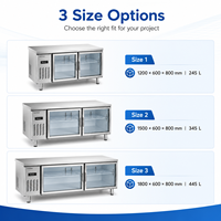 Réfrigérateur sous comptoir en acier inoxydable à double porte vitrée, refroidisseur de boissons, table de préparation sans givre pour salades et pizzas, A++ Énergie
