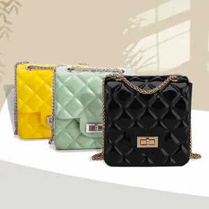 Bags supplier cheap fashion PVC small cross body bag purses jelly kids handbags custom women's shoulder chain bags 3050