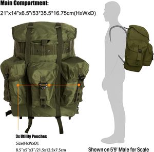 Zaino Tattico Alice Pack Medio da 3 Giorni, Zaino di Soccorso ALICE da 50L Nero con Telaio LC-1 Field Pack - Product Image 2