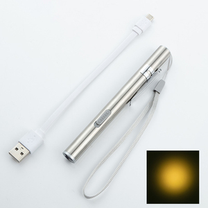 Medical USB Rechargeable Flashlight <b>Push</b>-Button Flashlight Yellow and White Dual <b>Light</b> Oral Lamp Pupil Pen Dual <b>Light</b> Source - Product Image 5
