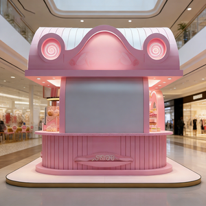 Airy Luxe Bakery & Coffee Market Stall Featuring Glass Display Case, Open Tiered Shelving, and Integrated Warm Lighting - Product Image 3