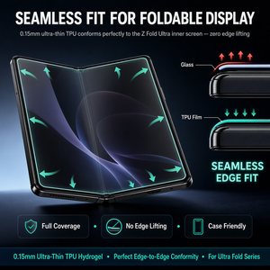 Protection d'écran pliable sans plis pour <span class=keywords><strong>Samsung</strong></span> Z Fold 7 Fold 8 Ultra – Kit de films TPU prédécoupés pour écrans intérieur et extérieur - Product Image 2