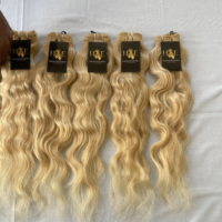 Tissage de corps humain indien Remy, blond 613, non traité, bouclé, deep wave, cheveux lisses, vente en gros