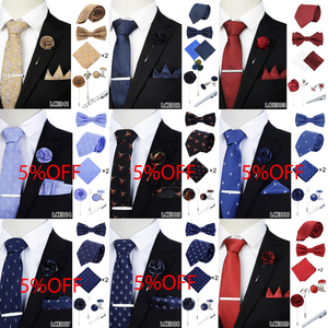 Set da <span class=keywords><strong>uomo</strong></span> cravatta classica in poliestere con papillon fazzoletto <span class=keywords><strong>gemelli</strong></span> da cravatta formale - Product Image 5