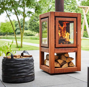Chimenea de madera para exteriores, estufa de jardín ecológica de acero, <span class=keywords><strong>con</strong></span> vidrio de 4 lados - Product Image 1