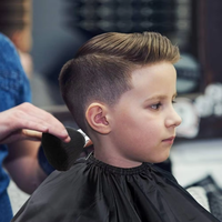 Ensemble de cape et brosse à cheveux de barbier noir professionnel-Haute qualité pour la coupe de cheveux de salon