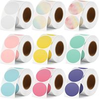 Autocollants thermiques circulaires de 2 pouces, autocollants ronds colorés autocollants pour imprimante thermique directe, pour étiquettes de nom DIY, cartes cadeaux