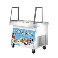 Roestvrijstalen Bevroren Vers Fruit Yoghurt Dubbele Pan Roll Gebakken Ijs Machine