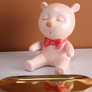 Porta Llaves con Forma de Oso, Bandeja Rosa de 7 Pulgadas, Adorno Multifuncional para Decoración del Hogar - Product Image 4