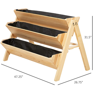 Cama de jardín de <span class=keywords><strong>madera</strong></span> elevada de 3 niveles, soporte para plantador de verduras de fácil montaje - Product Image 3