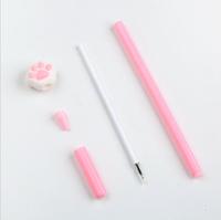 Stylo gel 3D en silicone en forme de patte de chat rose mignon, personnage de dessin animé, stylo à bille neutre