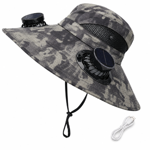 Gorra con Ventilador Solar, Sombrero de Ala Ancha con Ventilador de Refrigeración Alimentado por Energía Solar para Pesca, Senderismo, Protección Solar al Aire Libre, 3 Modos de Velocidad del Viento - Product Image 1