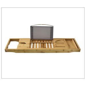 Estante extensible de bambú, estante simple para bañera, soporte para teléfono y tableta, bandeja, estante para baño, almacenamiento para baño. - Product Image 3