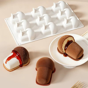 9-Cavity Mushroom <b>Silicone</b> Mold Non-Stick <b>Baking</b> Mold for Cakes, Mousse, Cake Decoration, Chocolate, and Pastries - Product Image 1