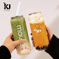 Boîtes en plastique PET de qualité alimentaire 330/500/650 ml avec couvercle à anneau de traction pour jus, crème, soda transparent, boîtes et couvercles en plastique pour scellage