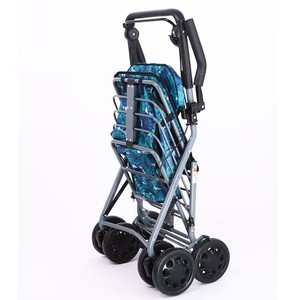 Carrito de compras plegable con asiento, 4 ruedas de PU, diseño floral, para personas mayores - Product Image 2
