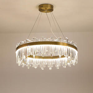Lámpara de iluminación de alta calidad Living 60cm Oro Acero inoxidable Lujo Led halo Anillo Cristal Colgante Luz - Product Image 4