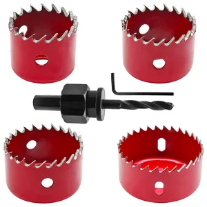 5PCS 1-1/4 Inch To 2-1/8 Inch Hole Saw Kit For Wood 1.2 Inch Cutting Depth Hole Cutter Drill Bit With Mandrel