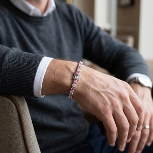 Bracelet tennis en moissanite rose et blanc, argent S925 plaqué rhodium, cadeau pour la Saint-Valentin, fête des mères, 16-19 cm - Product Image 4