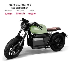 Bateria de lítio única CEE Retro 72V60Ah de alta velocidade 95km/h 4000w 6000W 8000W motocicletas elétricas off-road para adultos