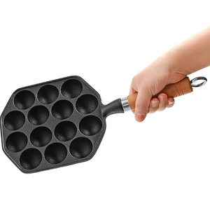 Panci pemanggang kue Jepang, besi cor minyak pra-bumbu, pembuat Escargot Takoyaki - Product Image 4