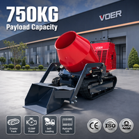 Mezcladora de Concreto Autocargable VOER con Orugas, Tambor de 300L, Carga Útil de 750KG, Máquina Mezcladora Móvil sobre Orugas para Obras, Venta al por Mayor