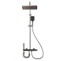 Ensemble de douche de luxe complet en nickel brossé avec effet cascade et pluie pour salle de bain