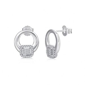 Pendientes de Plata de Ley S925 con Circonita 5A, Diseño Geométrico Minimalista, Circulares, para Mujeres y Niñas, Joyería Única Dylam - Product Image 1