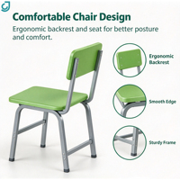 Ensemble de bureau et chaise ergonomiques modernes avec structure en acier et plateau en HDF pour salle de classe
