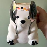 Support à café et à crème glacée personnalisé en forme d'ours polaire imprimé en 3D – Cadeau personnalisé avec design de dessin animé imprimé en 3D