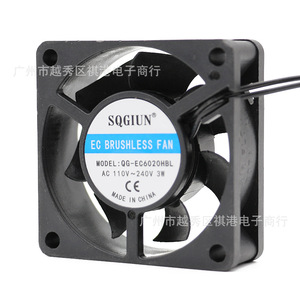 Sqgiun Ec Brushless <b>Fan</b> 60x60x20mm <b>Ac</b> 110v-240v Axial Cooling <b>Fan</b> For Heat Dissipation - Product Image 2