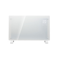 Convecteur électrique mural 1,5 kW en verre noir pour salle de bain et usage domestique, type cheminée électrique