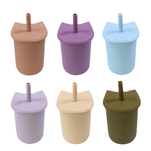 แก้วซิลิโคนสำหรับเด็กหัดเดิน,แก้วแบบไม่มี Bpa ใช้ซ้ำได้พร้อมหลอด - Product Image 4