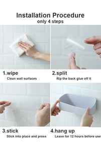 Étagère de rangement murale multifonctionnelle en plastique à un seul niveau, conception géométrique, fixation forte sans perforation, vente en gros - Product Image 6