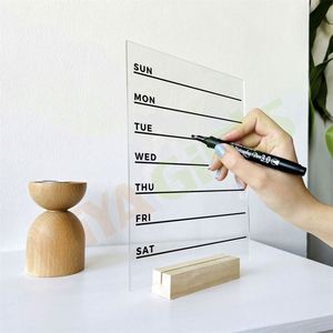 Calendario <span class=keywords><strong>de</strong></span> planificación semanal personalizado tablero acrílico grabable planificador <span class=keywords><strong>de</strong></span> escritorio transparente soporte <span class=keywords><strong>de</strong></span> <span class=keywords><strong>tareas</strong></span> <span class=keywords><strong>organizador</strong></span> <span class=keywords><strong>de</strong></span> borrado en seco - Product Image 2