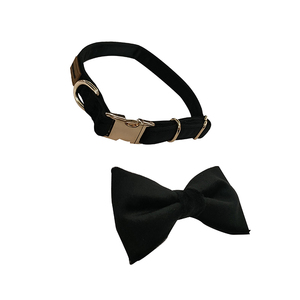 カスタムプリント調節可能なローズゴールドメタルバックル高級ベルベット犬の首輪と蝶ネクタイセットマルチカラー - Product Image 4