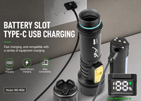 Lampe de plongée en alliage d'aluminium avec source lumineuse LED XHP70 rechargeable par USB, étanche IP55, 2000+ lumens, faisceau de 70 m