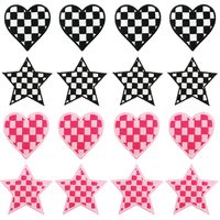 Patch étoile à carreaux noir et blanc, broderie en forme d'étoile, applique thermocollante pour veste de motard, sac, chapeau, décoration DIY
