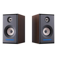 Altavoces de Estantería con Monitor Bluetooth Activo Estéreo 2.0 de 20 Vatios RMS con Carcasa de Madera, LED y Entrada de Audio Auxiliar y USB
